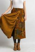 ESCADA VINTAGE 1980s skirt, vibrant brown 80s Escada original midi skirt, layered frilled waist vintage skirt