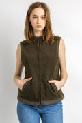 1990s Vintage Polo Ralph Lauren Sleeveless Sweater Fleece Khaki Vest Gillet