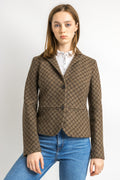 90s Woman Wool Lana Checked ETRO Milano Gray Blazer size It 44 fits Small