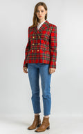 Luisa Spagnoli Red Checked Jacket / Wool Woman Paris / Double Breasted Blazer / Woman Blazer / Designer Jacket size 44 Medium