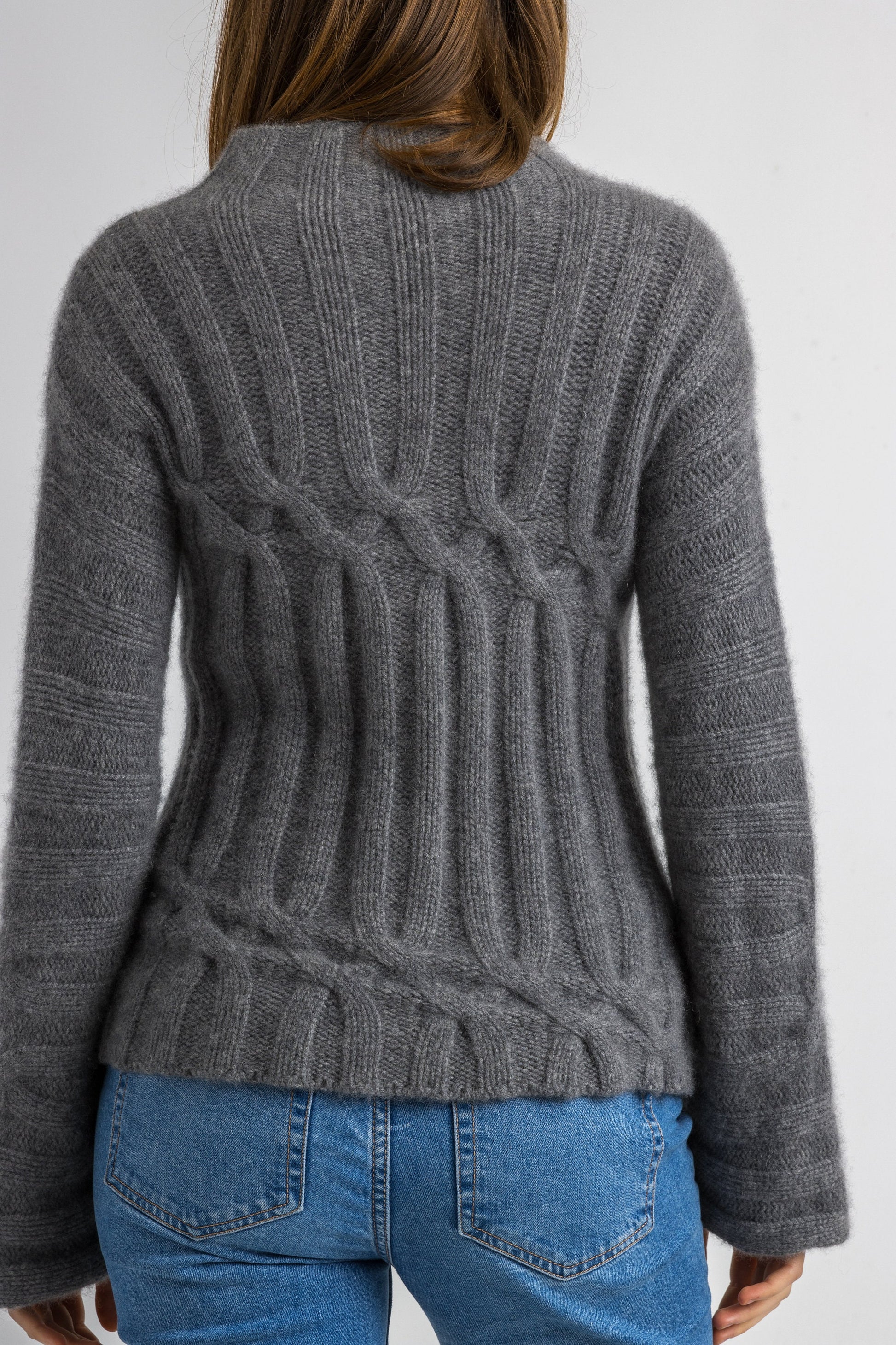 Vintage 80s Knit Sweater. Womens Jumper Cashmere Gray Jumper Minimalist Cashmere Sweater Knitwear Old Money 80s Sweater . size Small