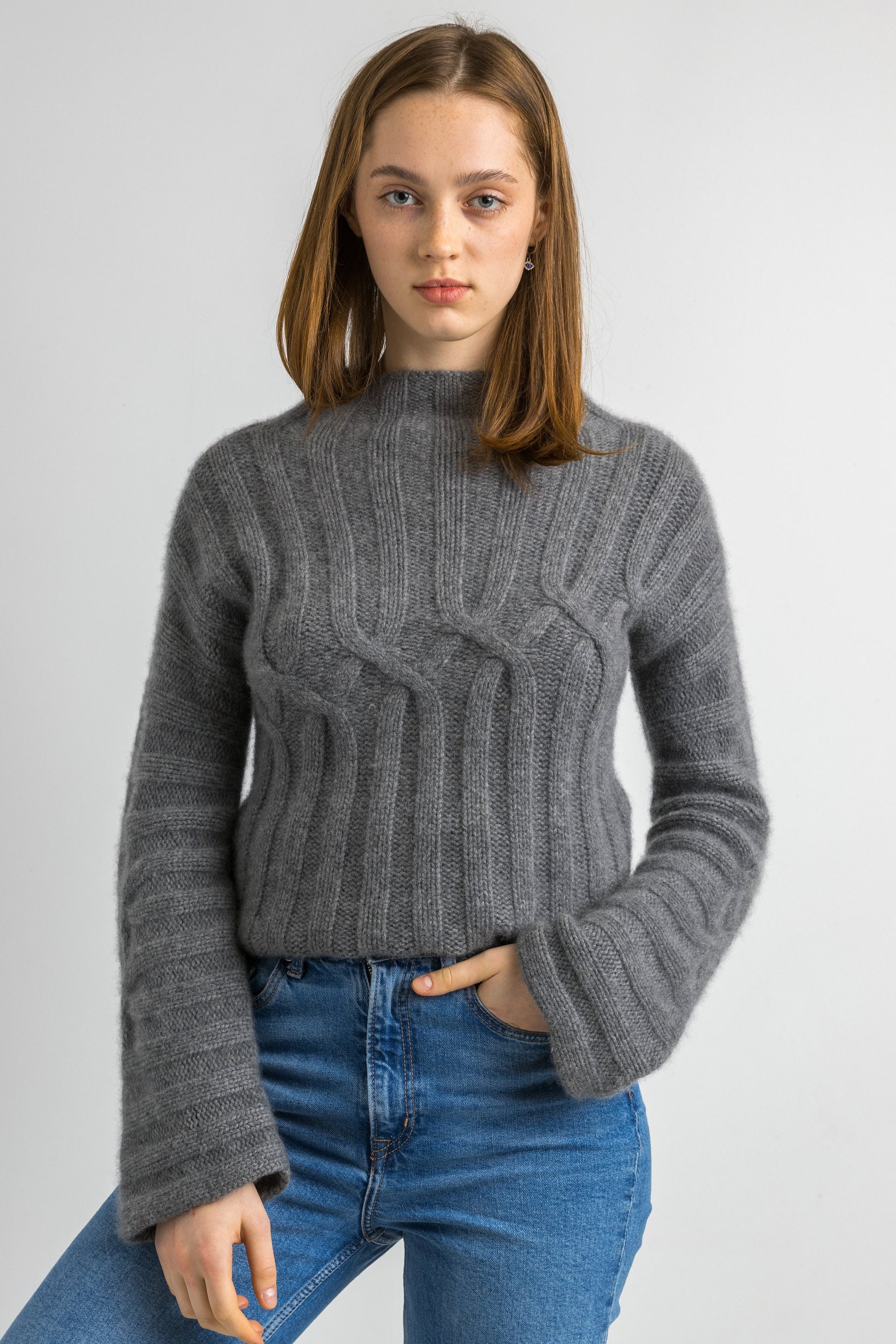 Vintage 80s Knit Sweater. Womens Jumper Cashmere Gray Jumper Minimalist Cashmere Sweater Knitwear Old Money 80s Sweater . size Small