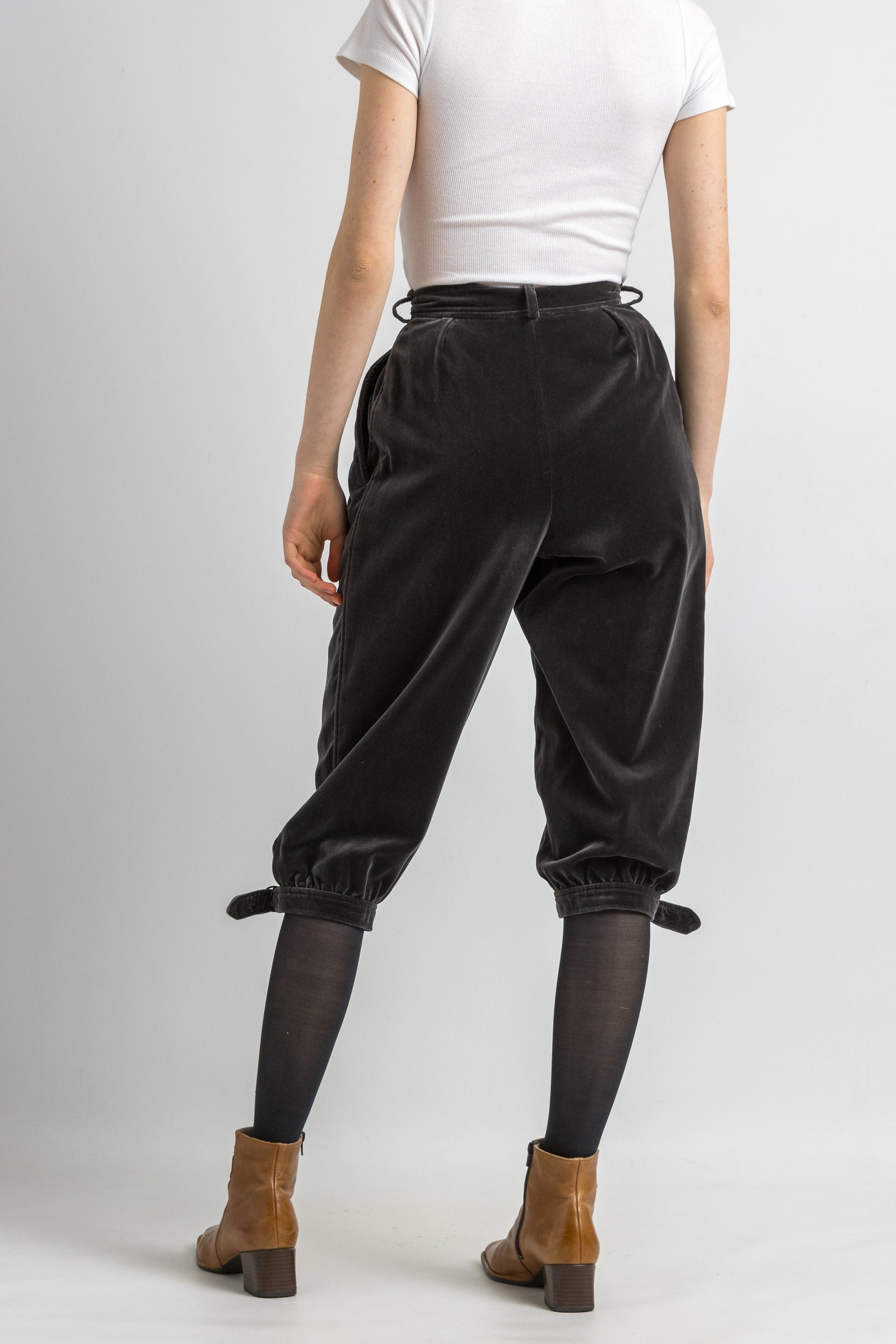 Yves Saint Laurent Brown Velvet Knickers 1970s/ Vintage Yves Saint Laurent Brown Velvet Cropped Pants/ Vintage YSL Pants