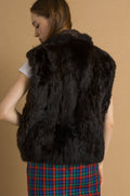 Fur Vest 90s Brown Not Fake Fur Vest Sleeveless Jacket Close Front Vest Retro Glam Bohemian Furry Festival Top Vintage 1990s Large L