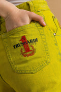 90s Vintage Woman Trussardi Yellow MOMs Denim High Waisted Denim Straight Jeans Pants Trousers Size S Girlfriend Gift/ Vtg Trussardi Jeans