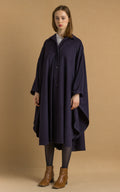 70s Vintage Vtg Rare Dark Blue Navy Bat 100% Wool Long Sleeve Dark Blue Tyrol Maxi Long Style Coat Cape Girlfriend Gift