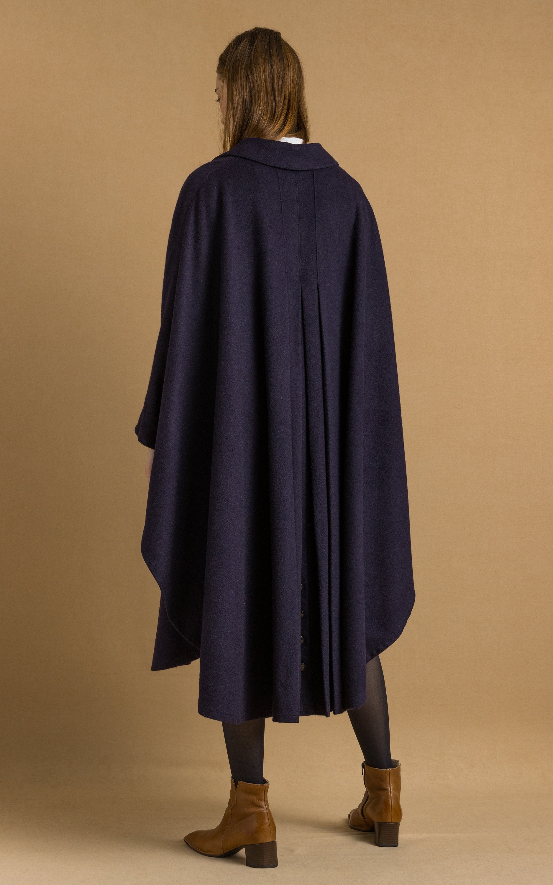 70s Vintage Vtg Rare Dark Blue Navy Bat 100% Wool Long Sleeve Dark Blue Tyrol Maxi Long Style Coat Cape Girlfriend Gift