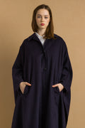 70s Vintage Vtg Rare Dark Blue Navy Bat 100% Wool Long Sleeve Dark Blue Tyrol Maxi Long Style Coat Cape Girlfriend Gift