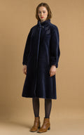 80s Woman Navy Blue Alpaka Coat Women Vintage 80s winter coat long wool coat outerwear maxi winter coat vintage clothing size Medium