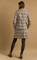 Womens checked 1970 suit, 70s beige cotton high waisted mini skirt suit with zip, elegant 1970s jacket and skirt set