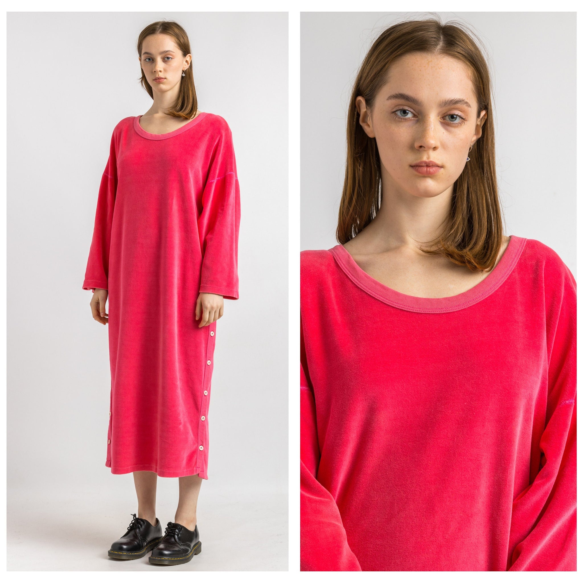 Sonia Rykiel Paris Pink Velvet Long Maxi Dress/ Vintage Rykiel 80s Paris Dress/Vintage Paris Maxi Velor Dress size Medium