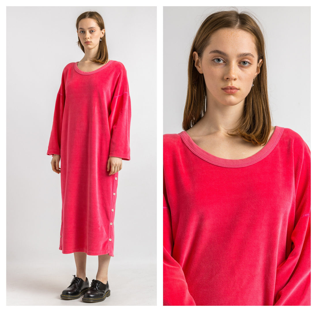 Sonia Rykiel Paris Pink Velvet Long Maxi Dress/ Vintage Rykiel 80s Paris Dress/Vintage Paris Maxi Velor Dress size Medium