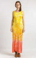 90s Just Cavalli Label Roberto Cavalli Yellow Print Midi Dress / 90s Roberto Cavalli Jersey Maxi Long Dress size Small