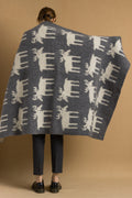 80s Vintage Wool Woolmark Gray Animal Print Heavy Blanket/ Vintage Wool Home Blanket 111 cm 170 cm