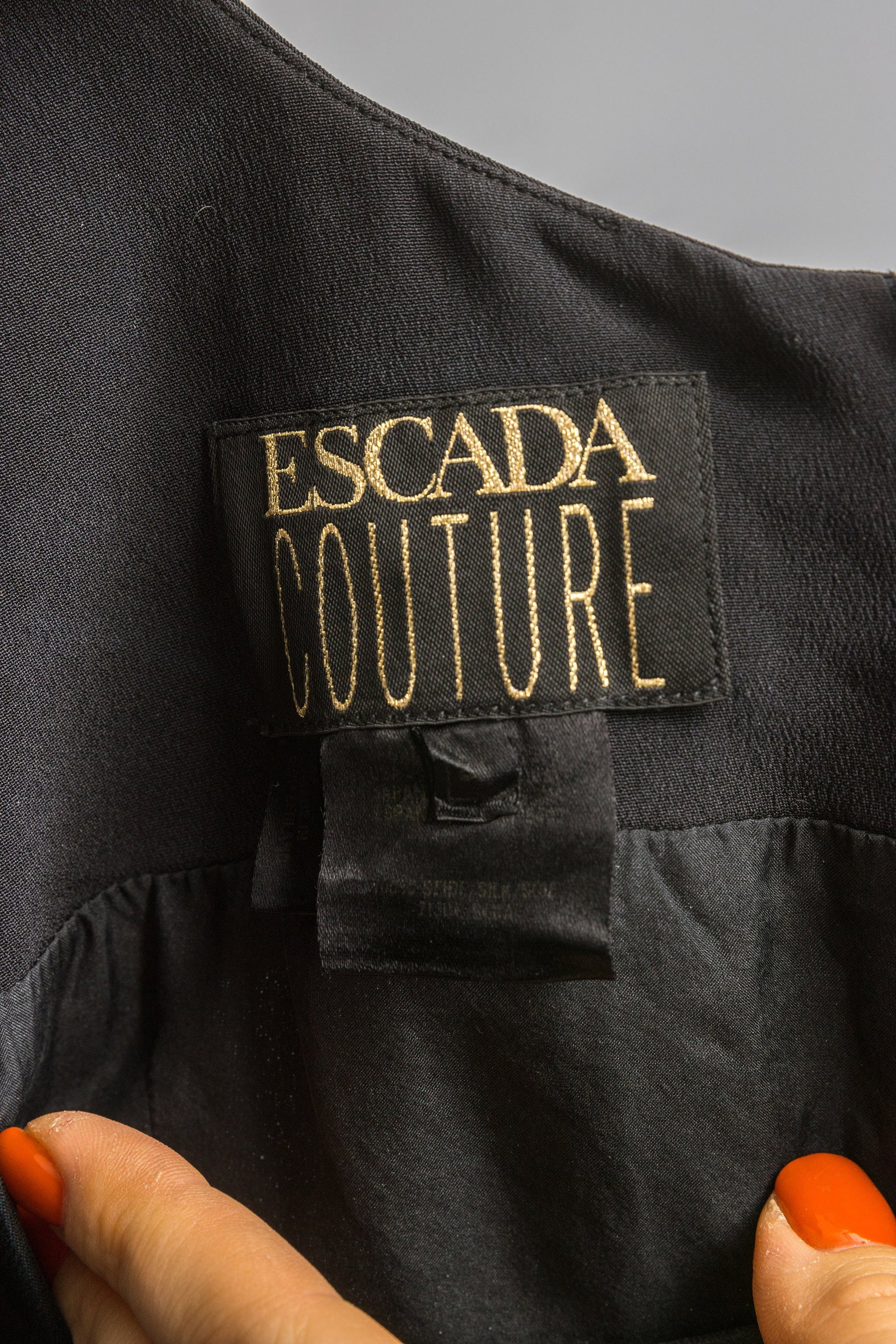 ESCADA Couture black evening cocktail vintage 100% silk dress size 36 Small