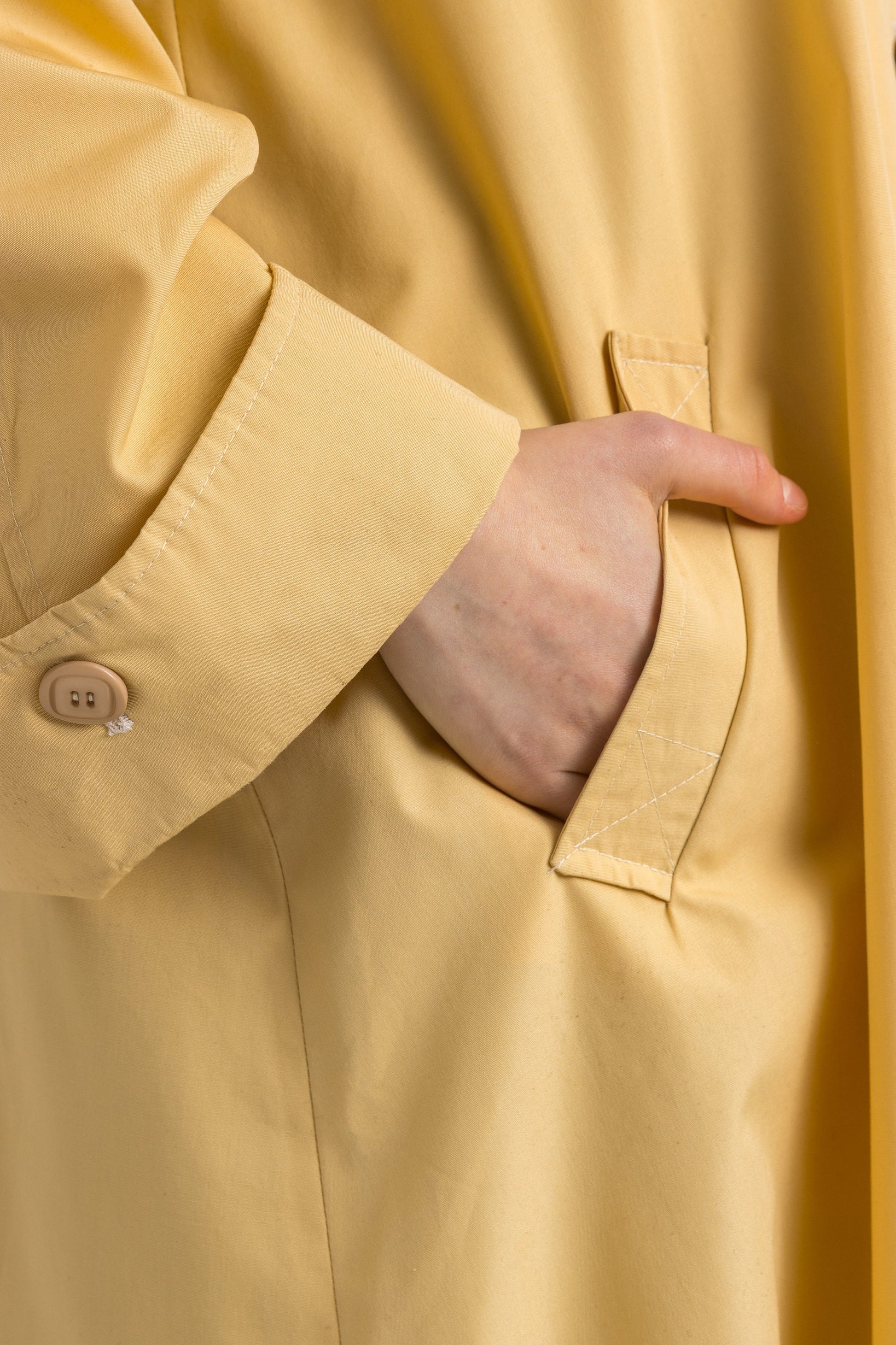 Yellow Trench Coat women vintage 80s spring coat long jacket mac coat mod outerwear lightweight long jacket vintage clothing size medium