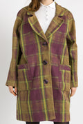 80s Check Linen Coat Women Vintage 80s spring fall coat long wool coat outerwear maxi fall coat vintage clothing size Medium