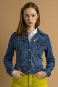 Vintage Fiorucci Denim Jacket, Vintage 2000s Jean Jacket, Vintage Y2K Denim Jacket, Vintage Woman Blue Jacket size Small