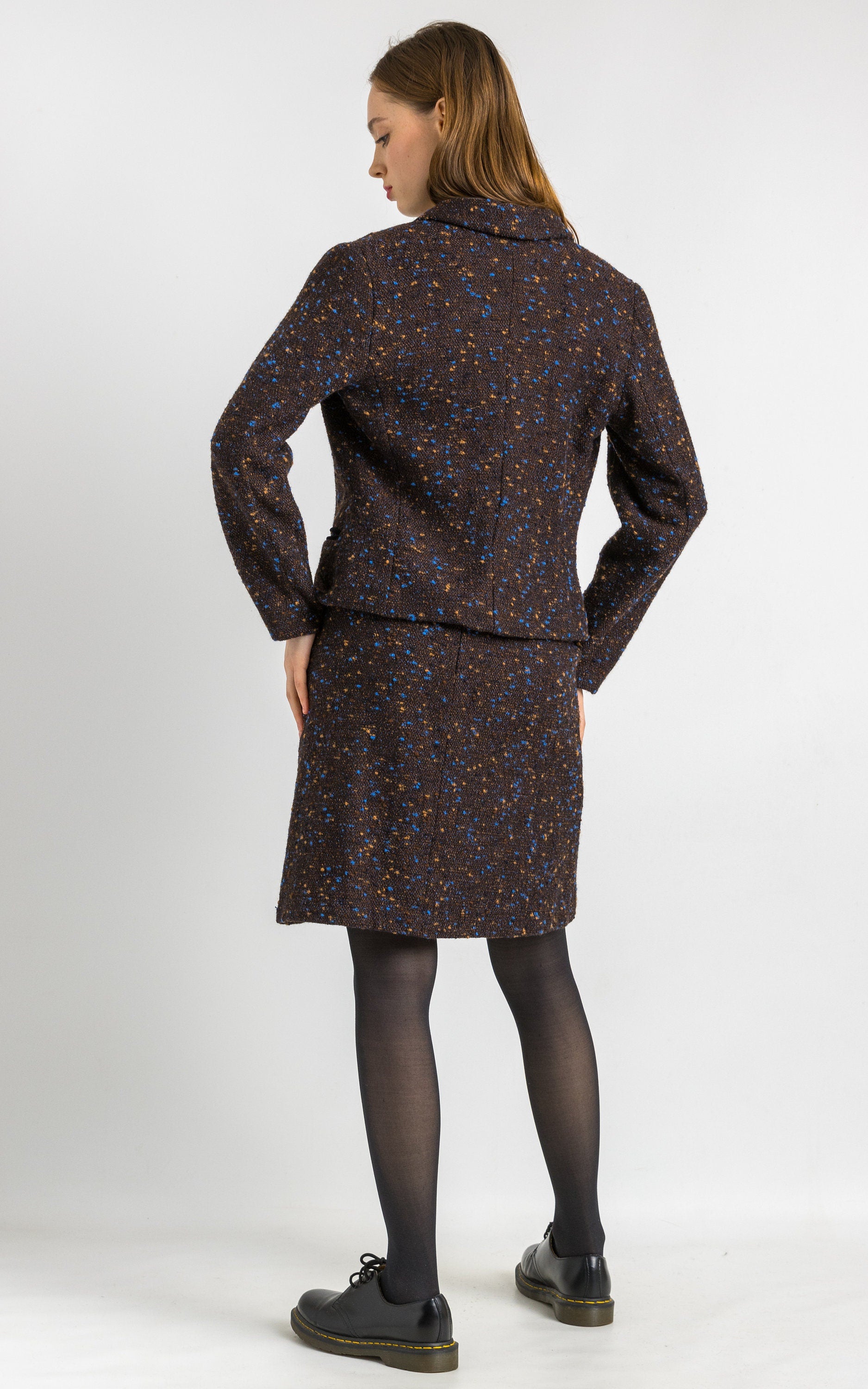 LOUIS FERAUD vintage wool skirt suit, vintage 1980s wool Louis Feraud brown skirt suit, elegant vintage woman blazer suit