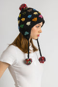 70s Vintage Knitted Woman Retro Crochet Wool Hat/ Vintage Woman Multicolor Winter Hat/ Retro Woman Winter size Small