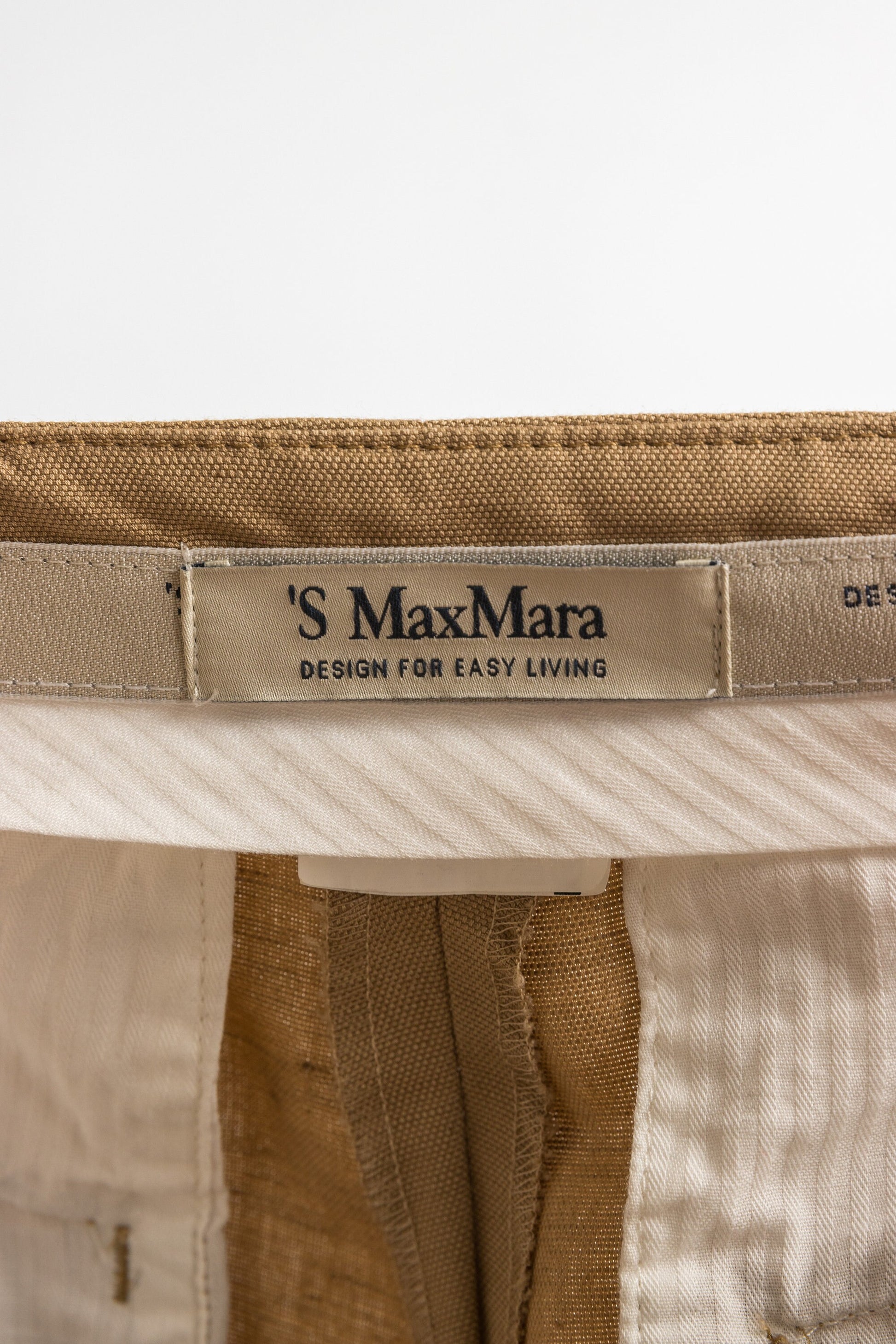 00s Max Mara Cotton Beige Culottes Straight Leg High Waisted Woman Midi Shorts in Beige size 36 Small