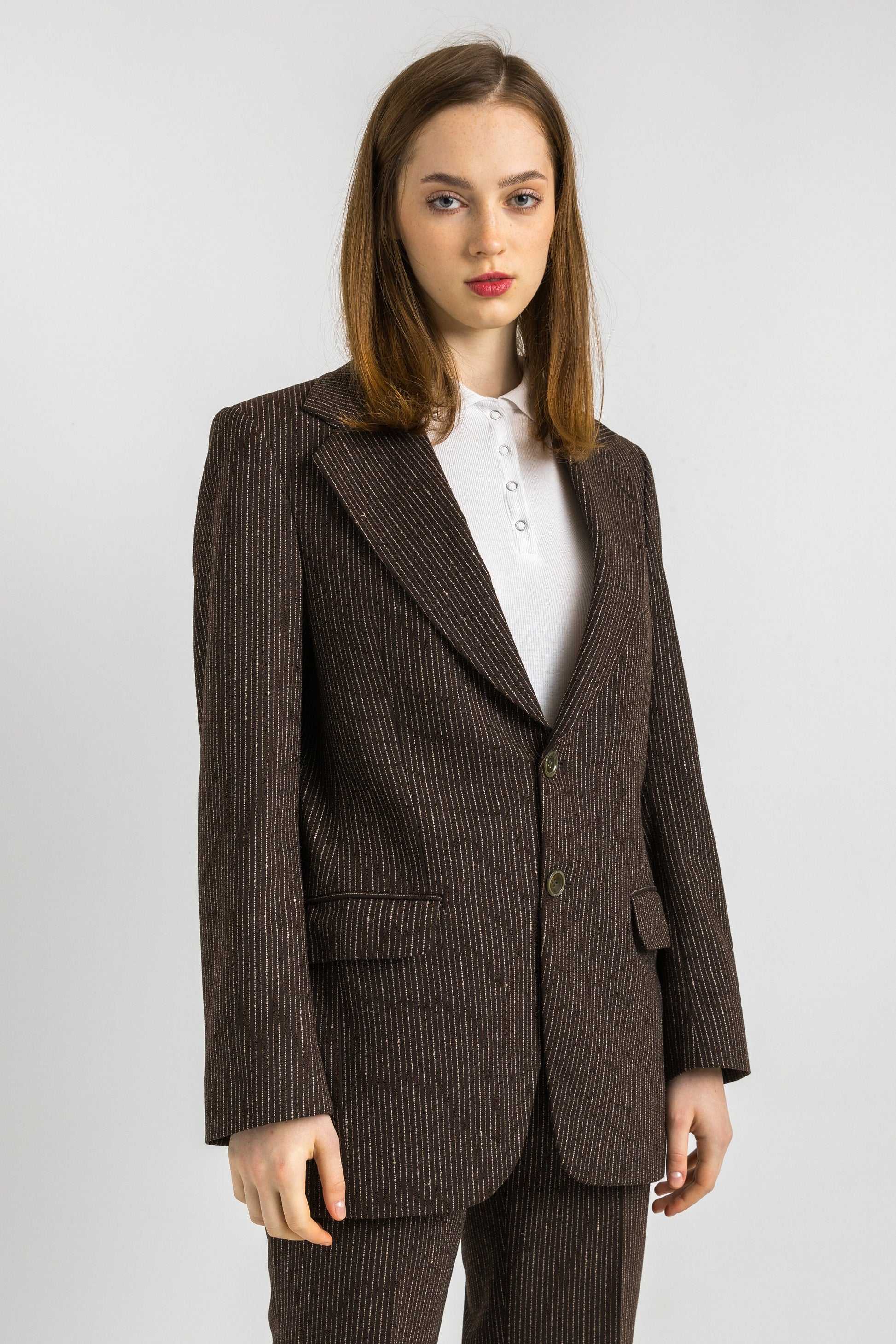 1970s Brown Womens Wool Pants Suit Jacket Set Vintage Small/ Wool Pants suit with blazer buttons, elegant blazer and trouser set