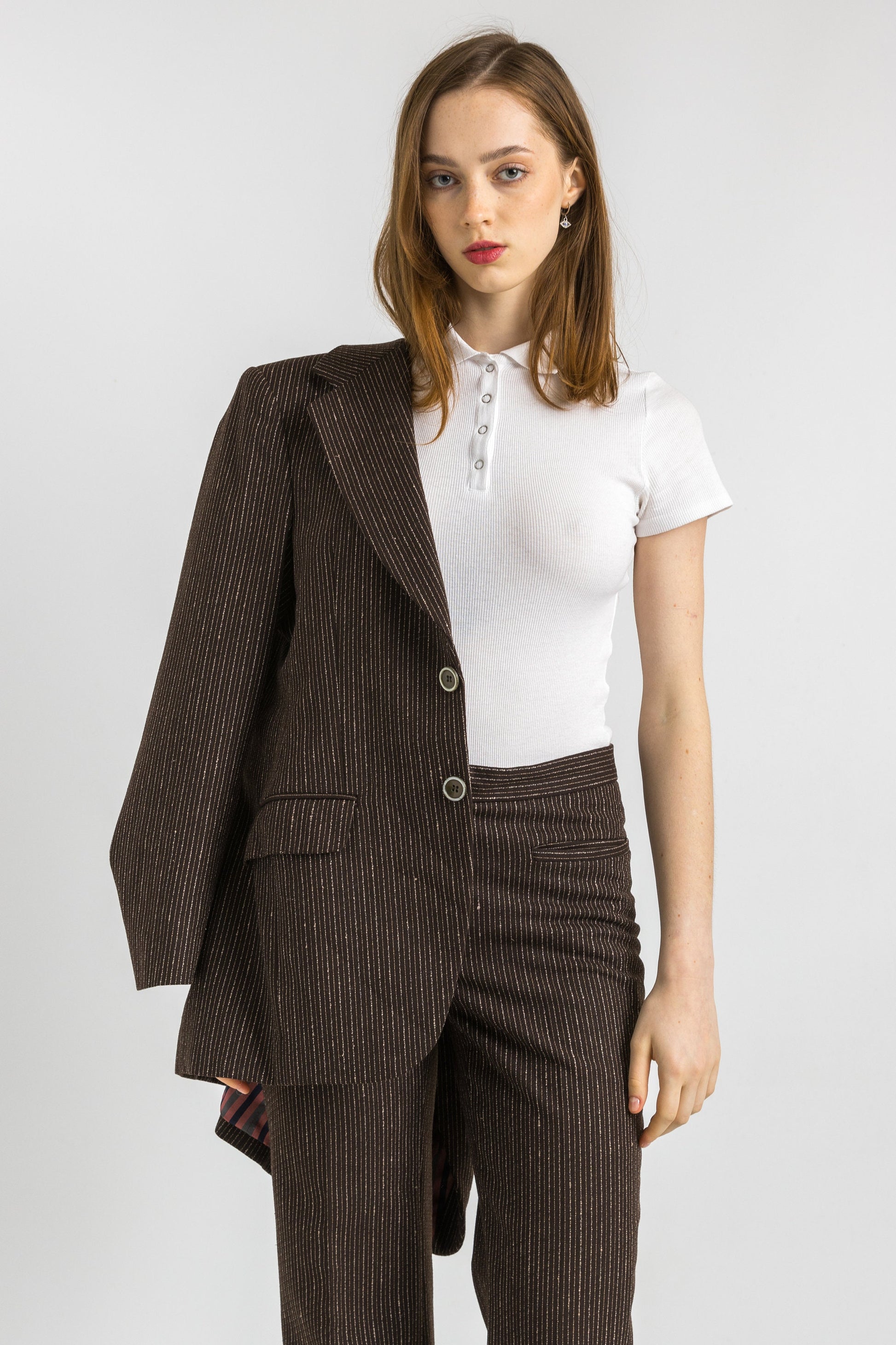 1970s Brown Womens Wool Pants Suit Jacket Set Vintage Small/ Wool Pants suit with blazer buttons, elegant blazer and trouser set