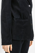 Emporio Armani Velor suit, 90s black Armani striped pants suit with buttons blazer, elegant Emporio Armani jacket and pants set