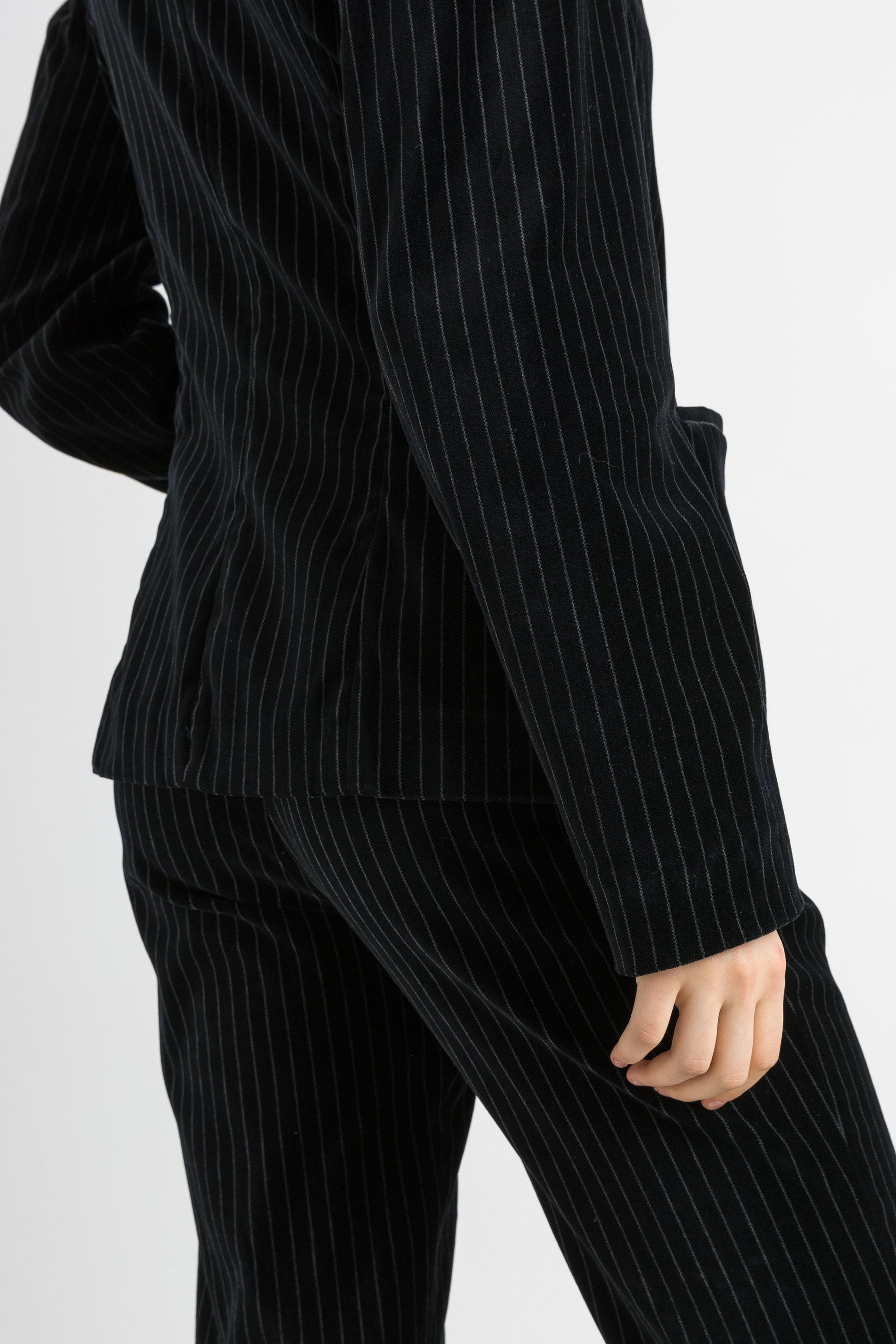 Emporio Armani Velor suit, 90s black Armani striped pants suit with buttons blazer, elegant Emporio Armani jacket and pants set