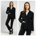 Emporio Armani Velor suit, 90s black Armani striped pants suit with buttons blazer, elegant Emporio Armani jacket and pants set