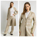 90s Liu Jo linen suit, 90s beige linen Liu Jo pants suit with buttons blazer, elegant Liu Jo Italian jacket and pants set