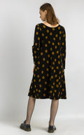 Women's Gudrun Sjoden Dress Velor Leafes Sweater Size Small Black Yellow