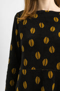 Women's Gudrun Sjoden Dress Velor Leafes Sweater Size Small Black Yellow