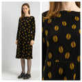 Women's Gudrun Sjoden Dress Velor Leafes Sweater Size Small Black Yellow