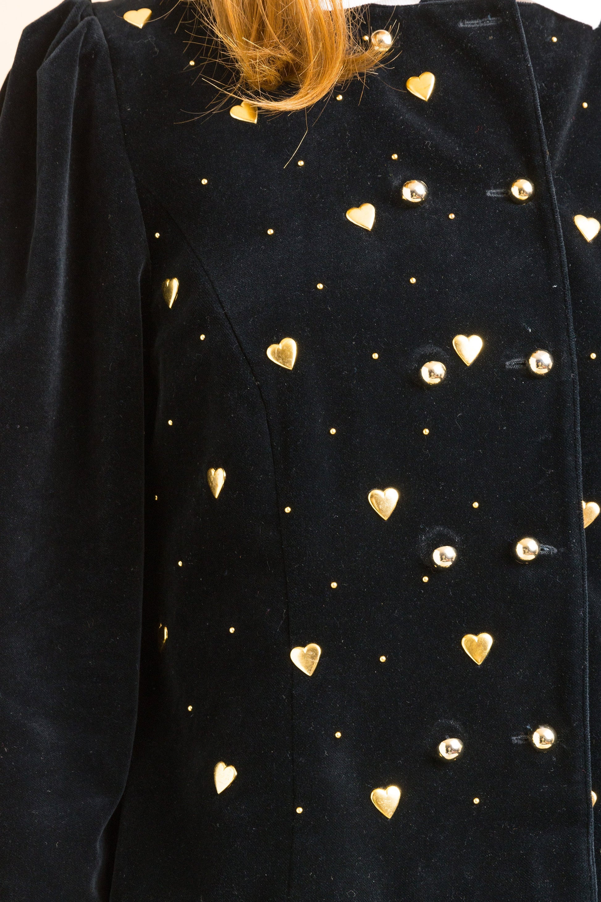 Women's velvet black structured jacket blazer / gold buttons / traditional jacket popular in Bavaria, Tyrol, Austria and Germany