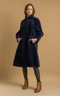 80s Woman Navy Blue Alpaka Coat Women Vintage 80s winter coat long wool coat outerwear maxi winter coat vintage clothing size Medium