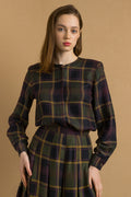 Brooks Brothers Woman Checked Suit, 80s made ins USA high waisted a line skirt suit with buttons, elegant checked blouse and skirt set.