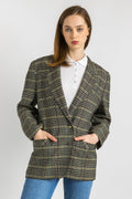 80s Vintage Vtg Rare Pure Wool Woolmark Grey Check Blazer Jacket Button Up size Medium / Vintage Woman Blazer