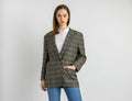 80s Vintage Vtg Rare Pure Wool Woolmark Grey Check Blazer Jacket Button Up size Medium / Vintage Woman Blazer