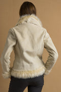 Faux Sheepskin Jacket 90's, Size M Faux Shearling Winter Jacket, Beige Sherpa Jacket, Y2K Chic Jacket, Sustainable Fashion, Vegan Fur Jacket