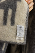 80s Vintage Wool Woolmark Gray Animal Print Heavy Blanket/ Vintage Wool Home Blanket 111 cm 170 cm