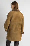 Deadstock Sheepskin Coat 70s, Size S, Brown Suede Vintage Coat, Casual Slouchy Coat, Worn In Shearling Coat, Sustainable Winter Outerwear