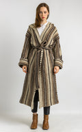 70s Woman Knitted Aztec Lambswool Coat Women Vintage 70s fall coat long wool coat outerwear maxi winter coat vintage clothing size Small