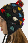 70s Vintage Knitted Woman Retro Crochet Wool Hat/ Vintage Woman Multicolor Winter Hat/ Retro Woman Winter size Small