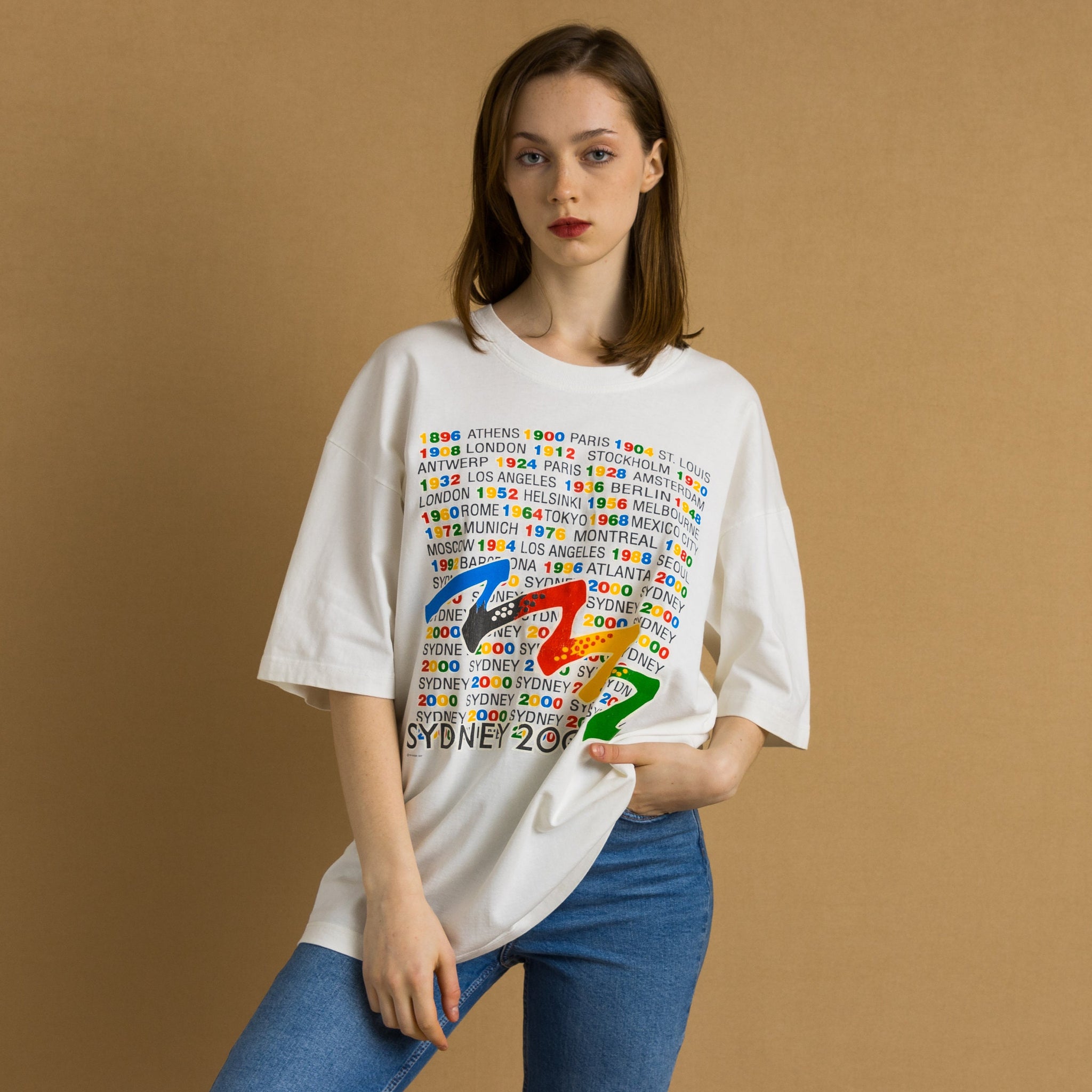 00s Vintage I rainbow Graphic T Shirt - Women's XL | Vintage White Graphic Print Tee