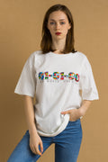 90s Vintage Lee Tshirt I One World One Time Graphic T Shirt - Women's XL | Vintage White Graphic Print Tee