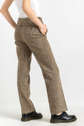 1960s Vintage wool brown woman pants, 60s mid waisted wool trousers