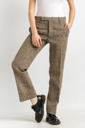 1960s Vintage wool brown woman pants, 60s mid waisted wool trousers