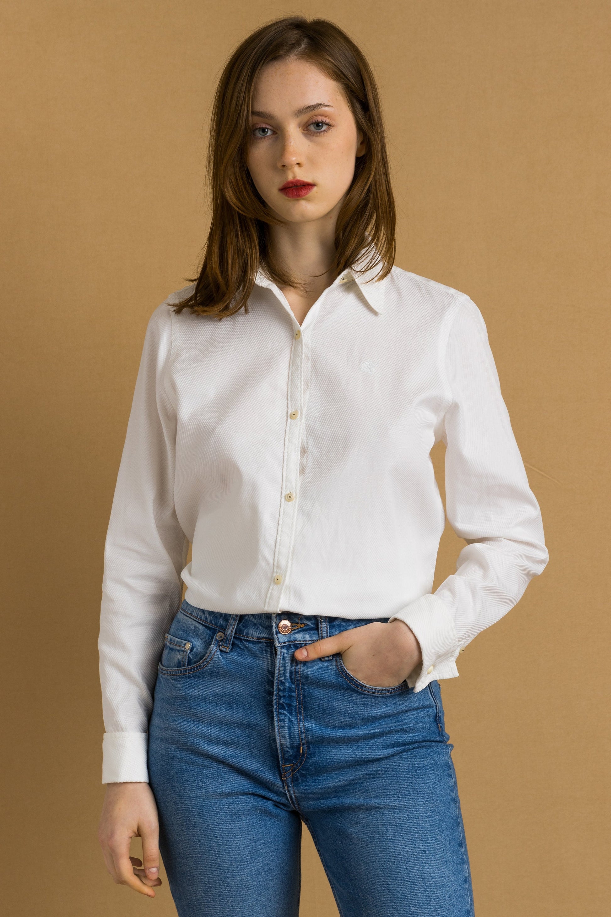 90s Vintage Ralph Lauren White Logo Long Sleeve Buttons Up Woman Shirt in S size/ Vintage Ralph Lauren White Woman Shirt