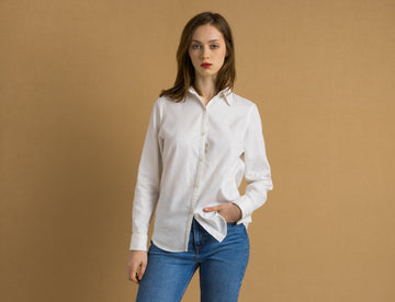 90s Vintage Ralph Lauren White Logo Long Sleeve Buttons Up Woman Shirt in S size/ Vintage Ralph Lauren White Woman Shirt